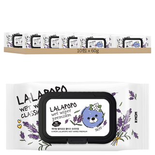 LALAPOPO 薰衣草奢厚濕紙巾 掀蓋款, 60g, 70張, 10包