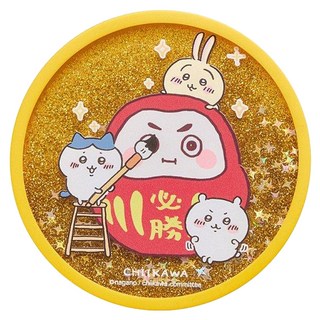 YENDAR 研達 吉伊卡哇流沙杯墊 壓克力矽膠亮片, 達摩 黃色, 1個