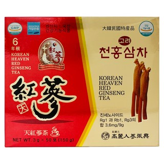 振興高麗人蔘 高麗天紅蔘茶禮盒, 50包, 1盒, 3g