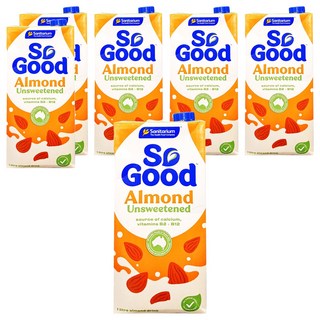 So Good 無糖杏仁奶, 高鈣低脂, 素食者適用, 無乳糖無麩質, 1L, 6瓶