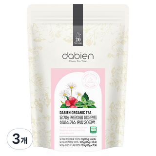 다비앙 유기농 캐모마일 페퍼민트 히비스커스 혼합티, 1.5g, 3개, 20개입