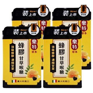 樂特濃縮甘草蜂膠喉糖 義大利進口, 16.7g, 4盒