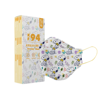 KOgi 宏瑋 史努比3D立體醫療口罩 成人款KF94 HW003007 20.8 x 8cm 10片, 花草, 5盒, 1組