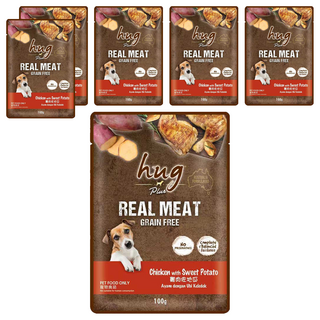 hug 哈格 Plus 無穀主食狗餐包 雞肉佐地瓜 澳洲配方, 100g, 6包
