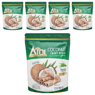 AROI 香蘭風味椰子捲 酥脆爽口 香甜不膩 獨立包裝, 80g, 5包