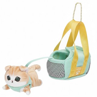 貓福珊迪 可愛造型玩偶吊飾鑰匙圈 MF026 16 x 12cm 60g, 16cm, 帶貓出門 米色 + 綠色 + 黃色, 1個