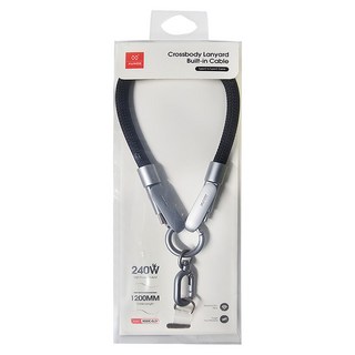 訊迪 極速240W手機頸掛編織傳輸充電線 Type C to Type C 黑色 快速充電, 120cm, 1條