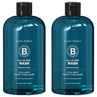 BLACK PEBBLE 男士多合一香氛沐浴露 沁涼澄香味, 500ml, 2個