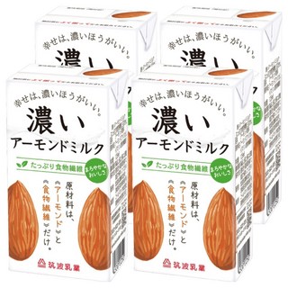 TSUKUBA 筑波乳業 香濃杏仁飲 無糖, 4個, 125ml