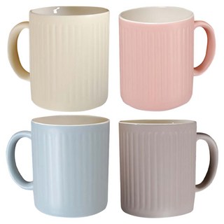 BELUZ CASA 棉花糖粉彩馬克杯 陶瓷 8.6x9.6公分, 淺粉色+卡其棕色+米白色+淺藍色, 1組