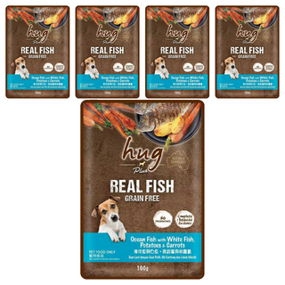 hug 哈格 Plus 無穀主食狗餐包, 海洋魚 + 白魚 + 馬鈴薯 + 胡蘿蔔, 100g, 5包