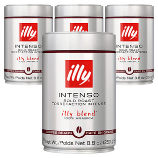 illy 意利 BOLD ROAST豆子Intenso, 無研磨咖啡豆, 250g, 4罐