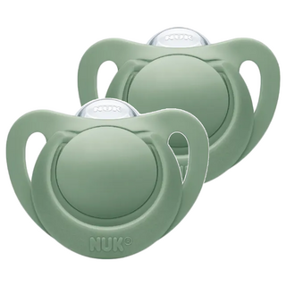 NUK Nature 矽膠安撫奶嘴1號, 0~6個月, 莫蘭迪綠, 2個
