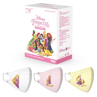 Eorinsum 迪士尼公主系列印花立體彩色口罩 XS號, 長髮公主(白色+淺粉色+黃色), 1個, 30件