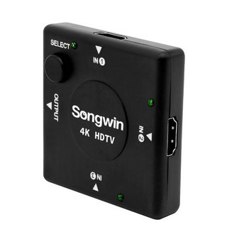 Songwin 尚之宇 4K HDTV 3in1 超薄影音切換器 6.5 x 6.5 x 1.5cm 34g, 4K-SW02, 1個