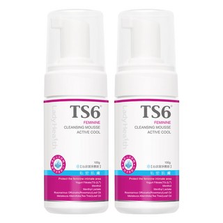 TS6 護一生 沁涼潔淨慕斯 雙效薄荷涼感 TS-2L益菌精華 私密肌膚專用, 100g, 2瓶