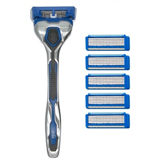 KAI 貝印 axia 潤滑刮鬍刀 附5刀刃, 刮鬍刀柄 + 5個刀刃, 1組