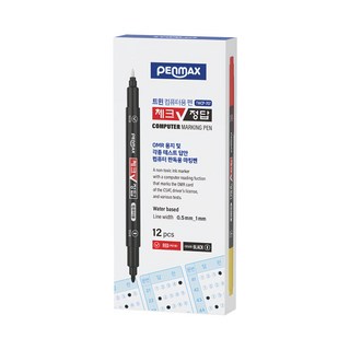 Penmax 雙頭電腦標記筆 紅色 + 黑色, 12支