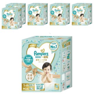 Pampers 幫寶適 原廠公司貨 一級幫黏貼型尿布玩具盒裝 S 120片 + M 52片 + 嬰兒濕紙巾56張, S + M, 1032片
