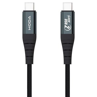 HODA 好貼 W3 編織充電線 USB-C-C USB2.0 60W, 1.2m, 黑色, 1條