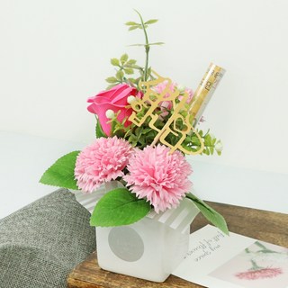 Bluehen 人造花感謝中心擺件 鈔票夾插牌, 粉紅色, 1個