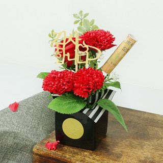 Bluehen 人造花感謝中心擺件 鈔票夾插牌, 紅色, 1個