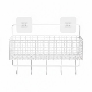 AHOYE 掛籃式免打孔置物架 無痕浴室收納, 1個, 白色