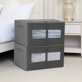 조은리빙 스틸 와이어 옷정리 리빙박스, 그레이, 56L, 2개