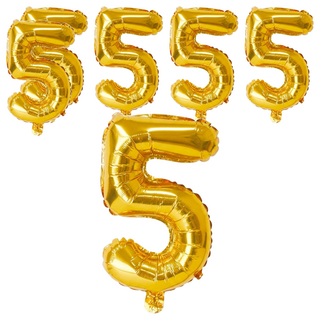 生活King 錫箔氣球 氣球佈置 自由創意打造獨特造型, 數字5 金色, 6個