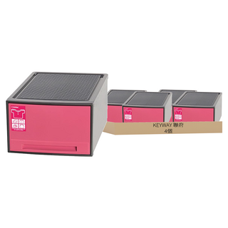 KEYWAY 聯府 馬卡龍抽屜整理箱 65L 粉, 粉色, 4個