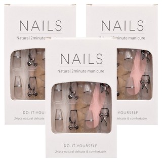 Paula's Nail 寶拉美甲 星月蝴蝶貓眼美甲 美甲貼片, T型超長款, 3盒