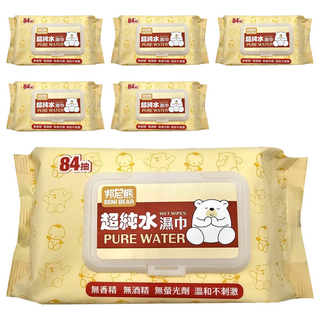 BENI BEAR 邦尼熊 超純水濕紙巾 掀蓋包, 1包, 6包