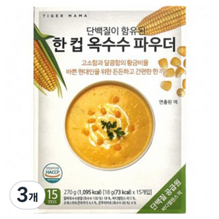 TigerMama 一杯含蛋白質玉米粉 15入, 270g, 3個