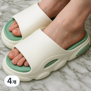 LIFE LANCE 舒適護腳足底筋膜EVA辦公室抗樓層噪音拖鞋, 4個, 薄荷白