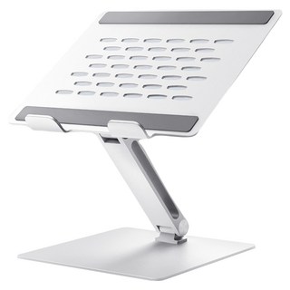 Home Planet 鋁製筆記型電腦支架，耐用性佳的鉸鏈，保護筆電的矽膠墊，可調整高度與角度, 銀色, 1個