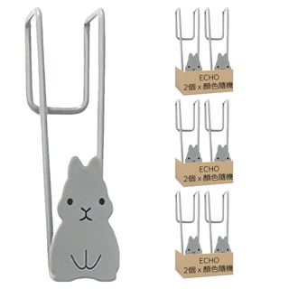 USAGI 門掛式塑膠袋掛勾 2個, 兔子 顏色隨機, 3組