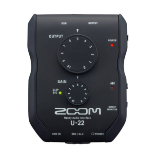 Zoom Corporation U-22 手持型錄音介面 24-bit / 96kHz 帶XLR/TRS綜合輸入孔, 黑色