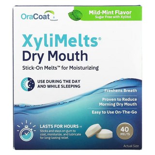 OraCoat XyliMelts津舒眠錠 薄荷口味 促進唾液持續分泌 40顆, 1盒