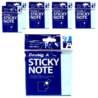 Double A 可再貼便條紙, 76mm x 76mm, 100張, 粉藍色, 6包