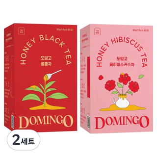 DOMINGO 蜂蜜紅茶 1.5g 20入 + 蜂蜜洛神花茶 1.5g 20入 茶包組, 2套