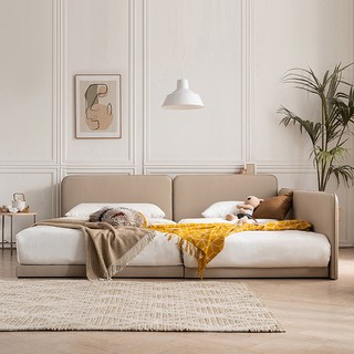 삼익가구 루시 LED 수납 저상형 패밀리 침대 프레임2p + 가드 + 라텍스 7존 독립스프링 매트리스2p 세트 방문설치, 베이지(프레임,가드), 그레이(매트리스)