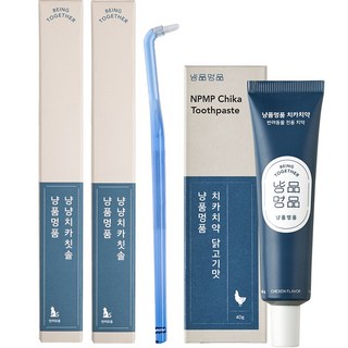 냥품멍품 치카칫솔 2p + 치카치약 닭고기맛 1p 세트, 1세트