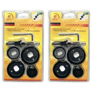 木工開孔器6件組 1-1/4"(32mm) 1-1/2"(38mm) 1-3/4"(44mm) 2-1/8"(54mm), 本品(無追加電池), 2組