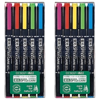 제브라 옵텍스 케어 형광펜, 핑크+레드+옐로우+그린+블루, 10개