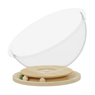 AOYI 奧藝 圓形太空艙貓跳臺 M 壓縮板 亞克力, 1個, 原木色