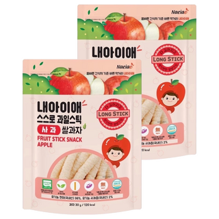 Naeiae 嬰幼兒米棒, 蘋果, 無添加成分, 韓國產認證農作物原料, 30g, 2包