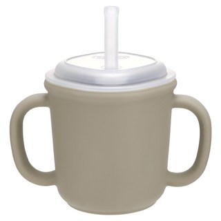 Edison 矽膠雙耳吸管杯, 200ml, 1個, 米色