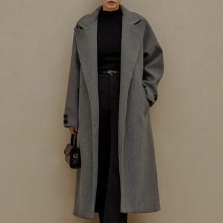 Elsso 女款高級西裝領附腰帶拉克蘭長版大衣