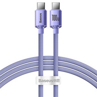 Baseus 倍思 晶耀系列 雙Type-C快充數據線 100W 2m, 紫色, 1條