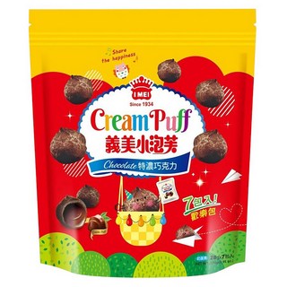義美 小泡芙歡樂包 特濃巧克力, 196g, 1袋